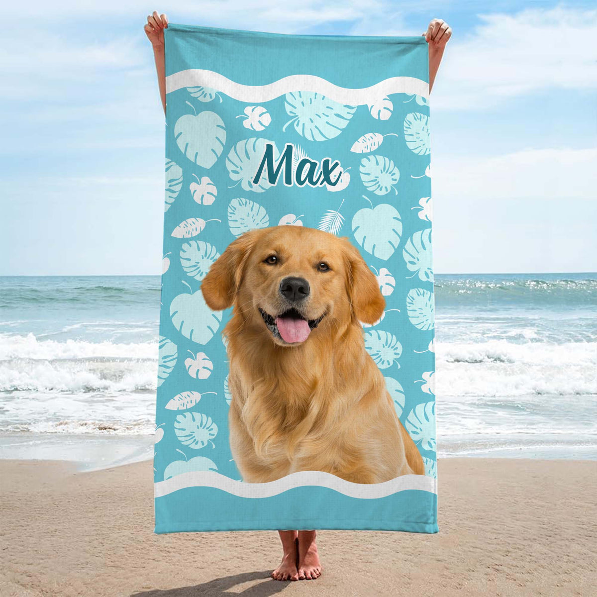 Personalized Pet Portrait Design, Custom Name Beach Towel, An Ideal Gift For Pet Owners
