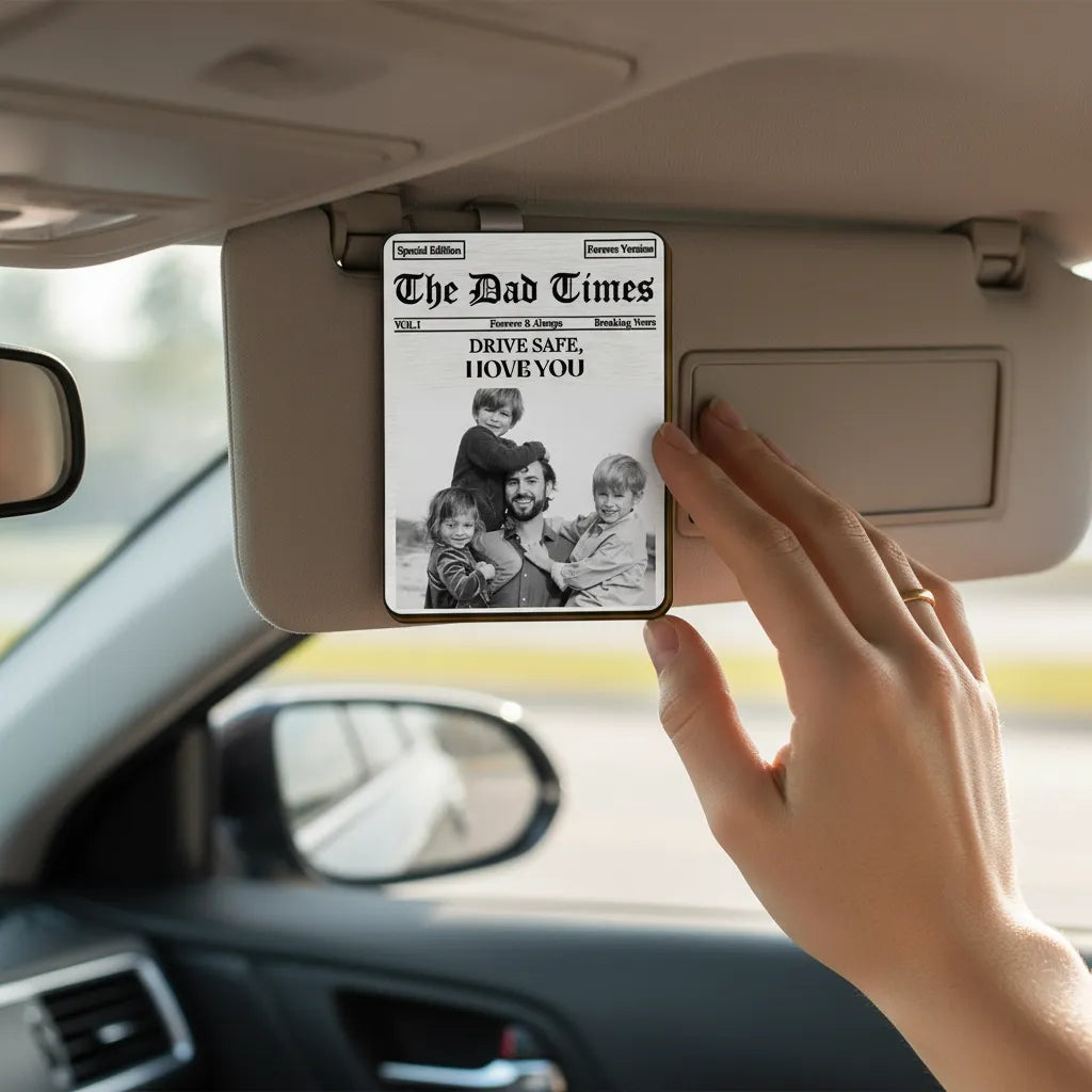 Personalized Custom-Made Dad Photo Car Sunshade Holder. The Best Father's Day Gift For Your Father