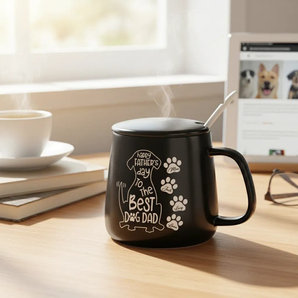 Personalized Custom Dog Name Mugs With Warm Paw Print Designs, As A Unique Father's Day Gift For The Dog Dads In Your Life