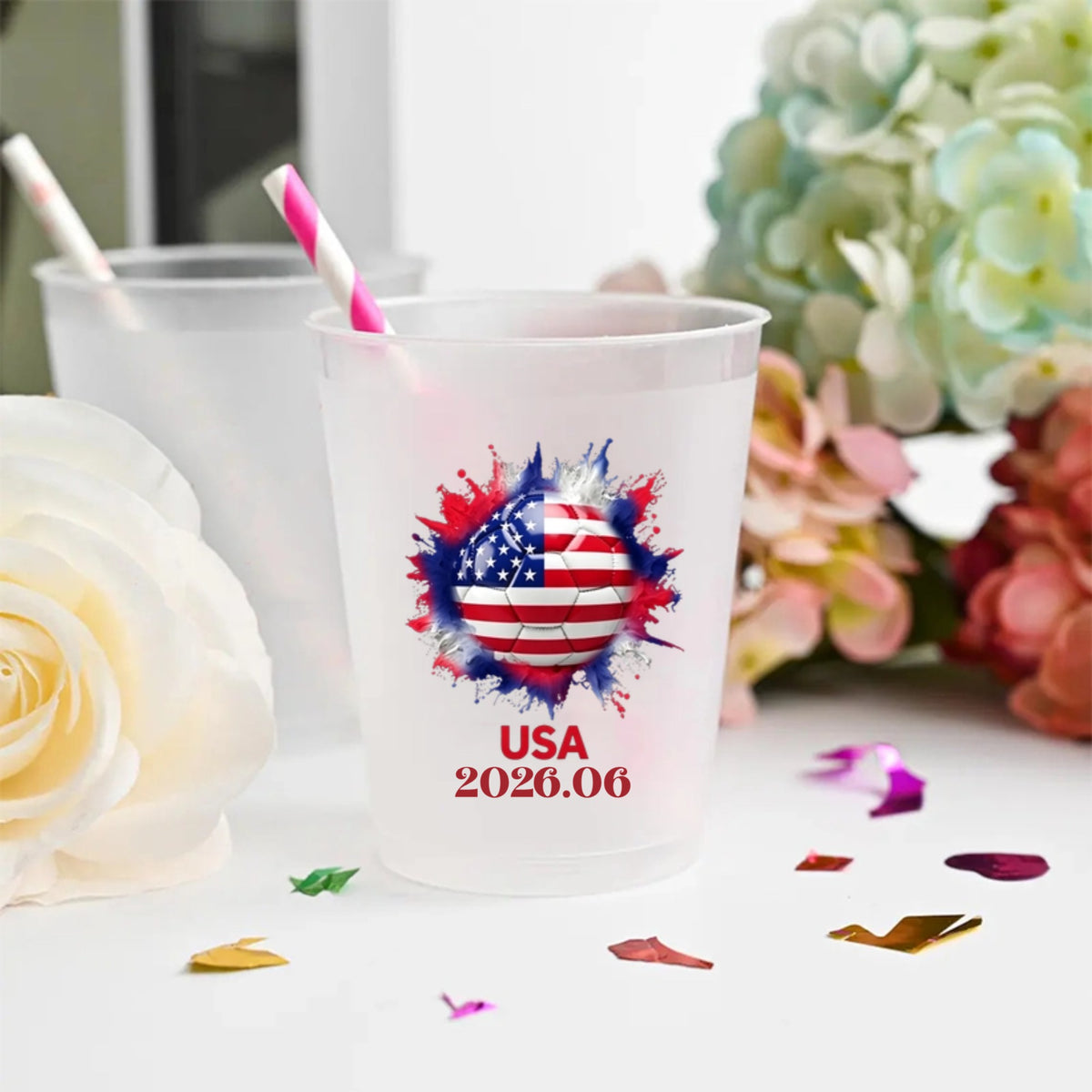 Personalized Frosted Disposable Mugs With National Flag And Soccer Ball Designs – The Most Unique Gift For Your Soccer-Loving Friends And Family