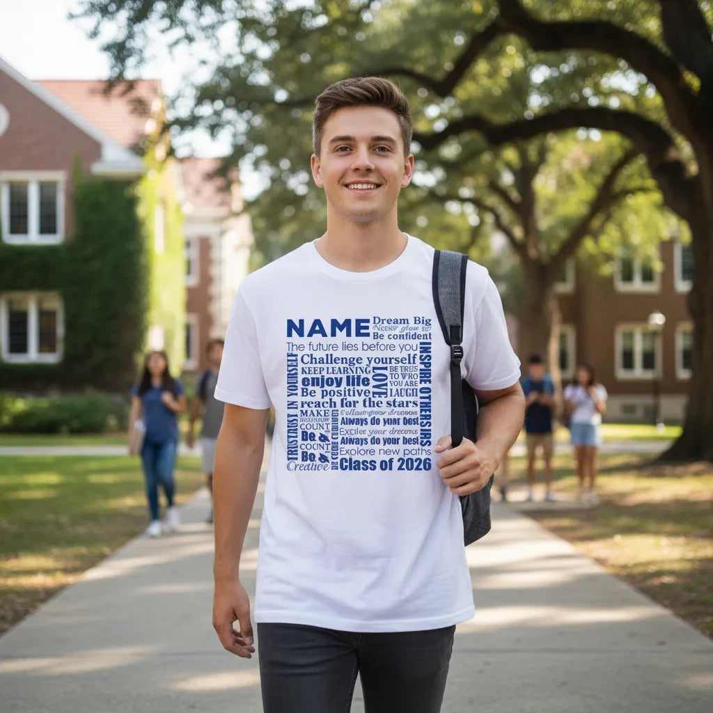 Personalized Class Of 2026 Graduation T-Shirt, Custom Name Inspirational Grad Tee, The Perfect Gift For Graduates