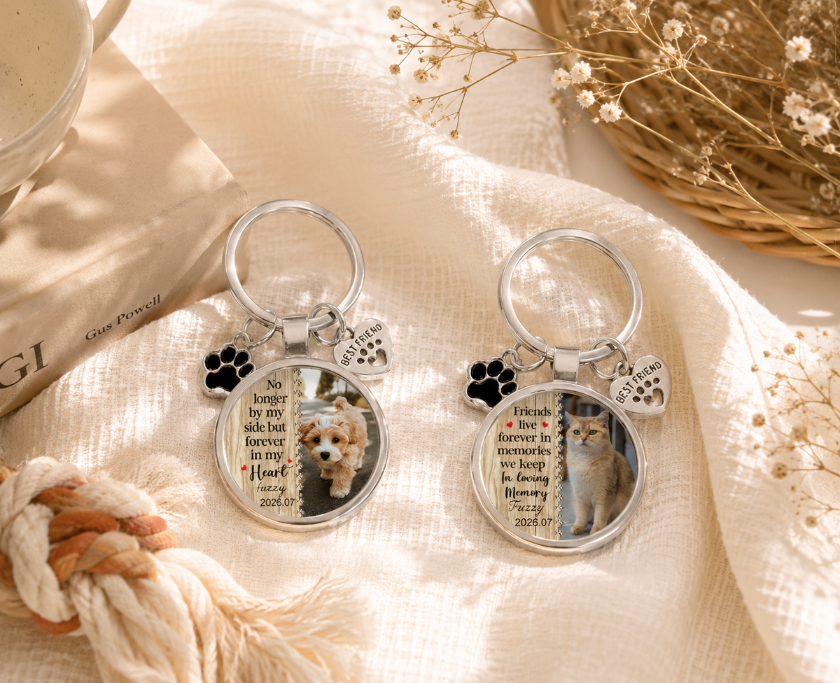 Personalized Pet Photo Keepsake Keychain, Meaningful Gift for Pet Parents