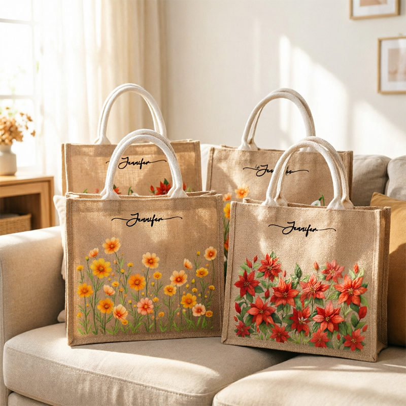 Personalized Custom Birthday Month Flower Handbag. Give This To Your Friends, Family Members Or Colleagues Who Are About To Celebrate Their Birthdays