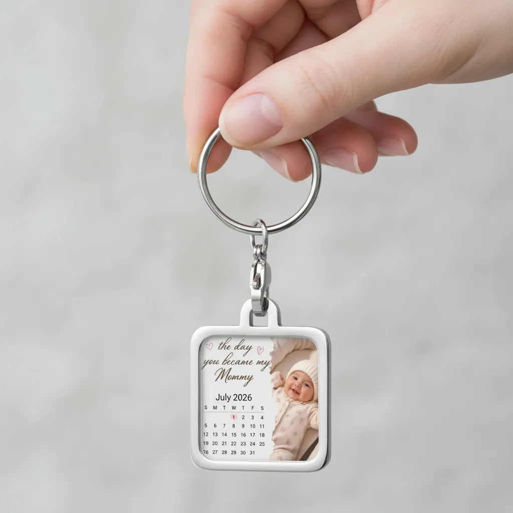Personalized Custom Square Keychain For Newborns, A Special Gift For New Parents