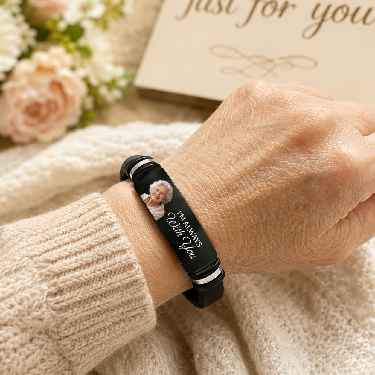 Custom Photo Commemorative Bracelet, Meaningful Sympathy Gift in Memory of Deceased Family & Friends