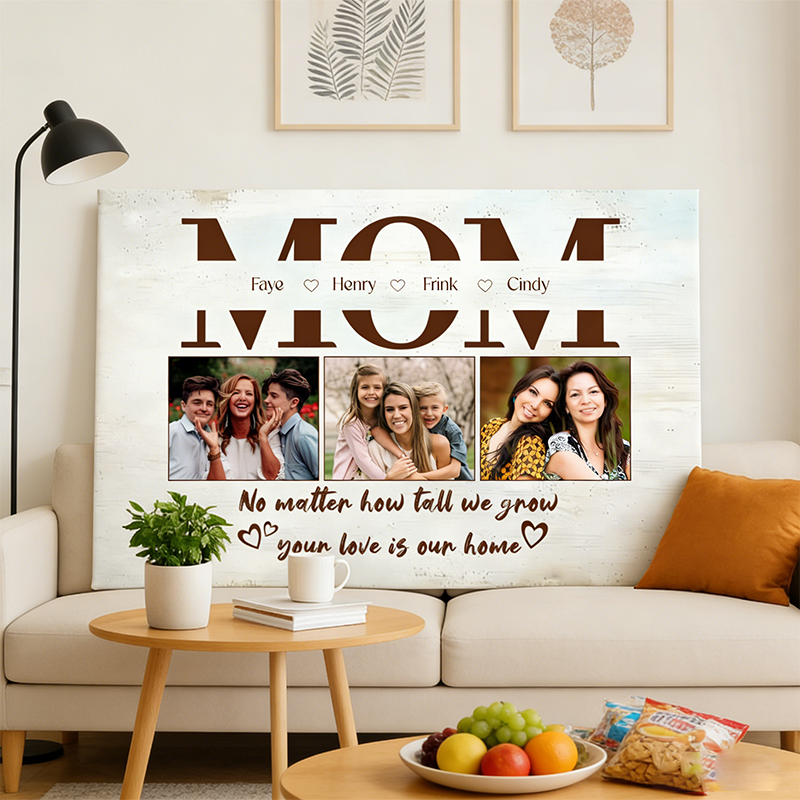 Personalized photo canvas painting, a meaningful Mother's Day gift, customized home wall art, a gift for mom.