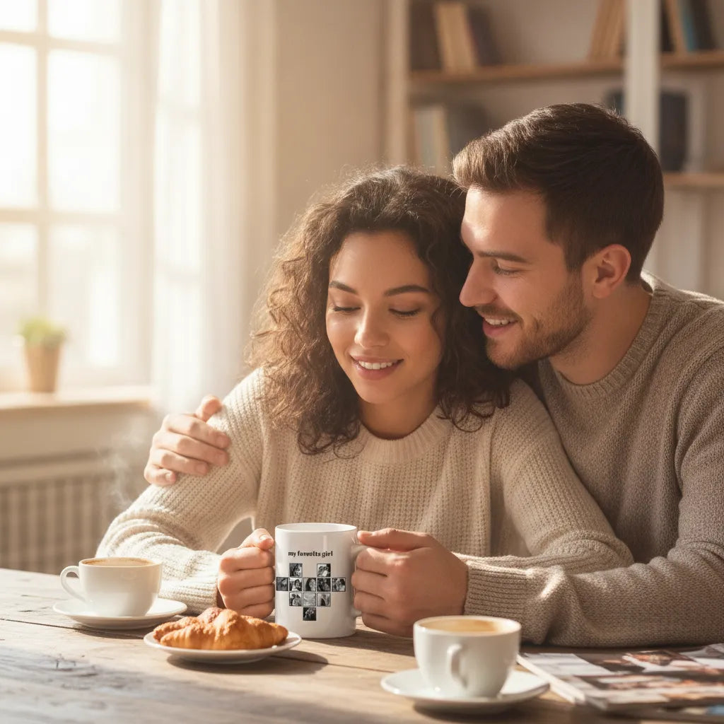 Personalized Photo Collage Coffee Mug Custom Heart Picture Ceramic Tea Cup Romantic Anniversary & Birthday Gift for Couples