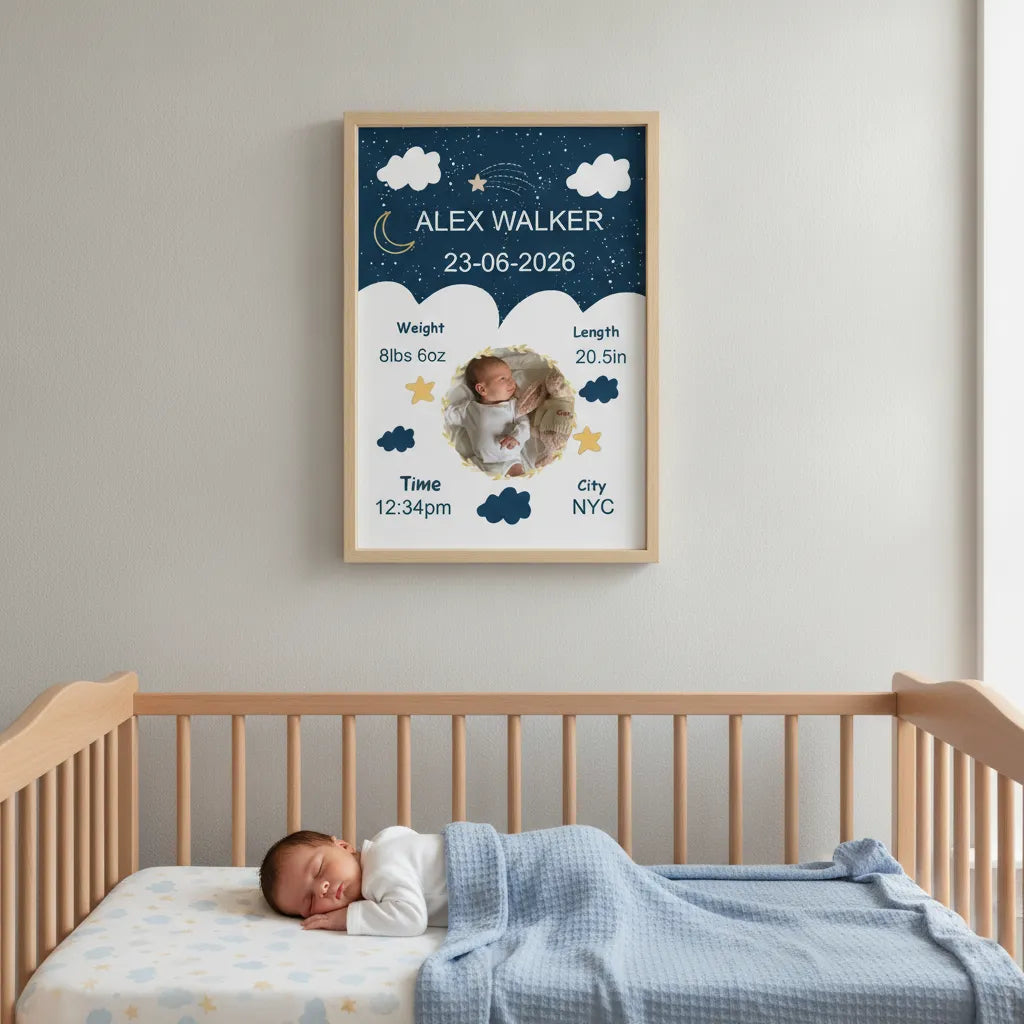 Twinkle Little Star Custom Baby Stats Print, Personalized Baby Birth Stats Poster, Nursery Wall Art, New Mom Gift, Baby Stats Print