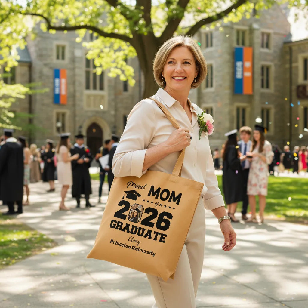 A canvas bag with a personalized photo and name—a gift for the proudest 2026 graduate.