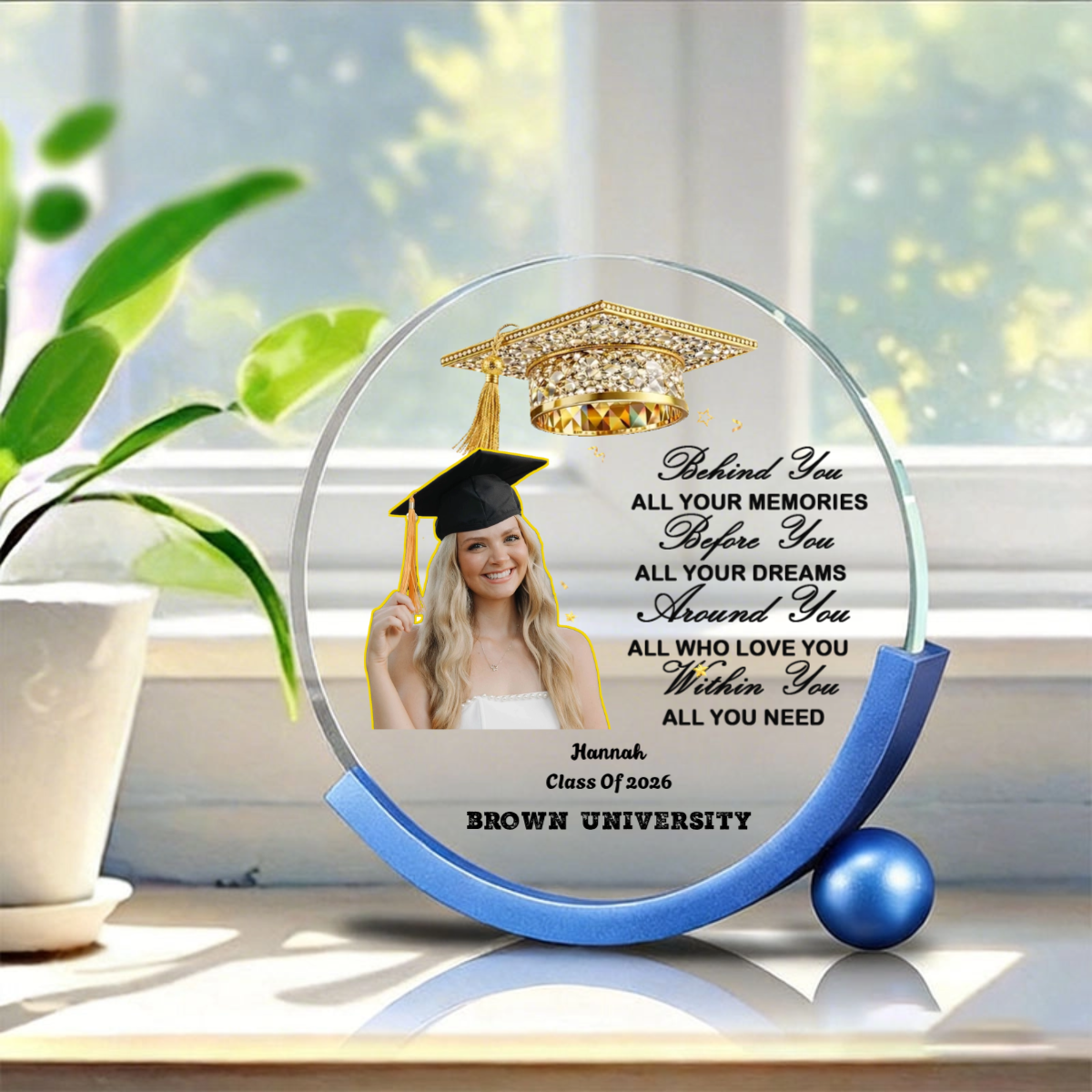 Photo Personalized Crystal Plaque Customization Graduation Keepsake - Gifts For Family Members, Siblings, Brothers, Sisters