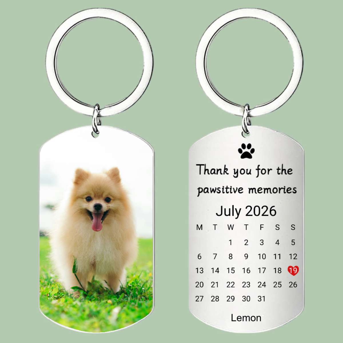 Custom Pet Photo Keychain, Personalized Stainless Steel Dog/Cat Memorial Keyring, Gifts for Pet Lovers, Sympathy & Remembrance Occasions