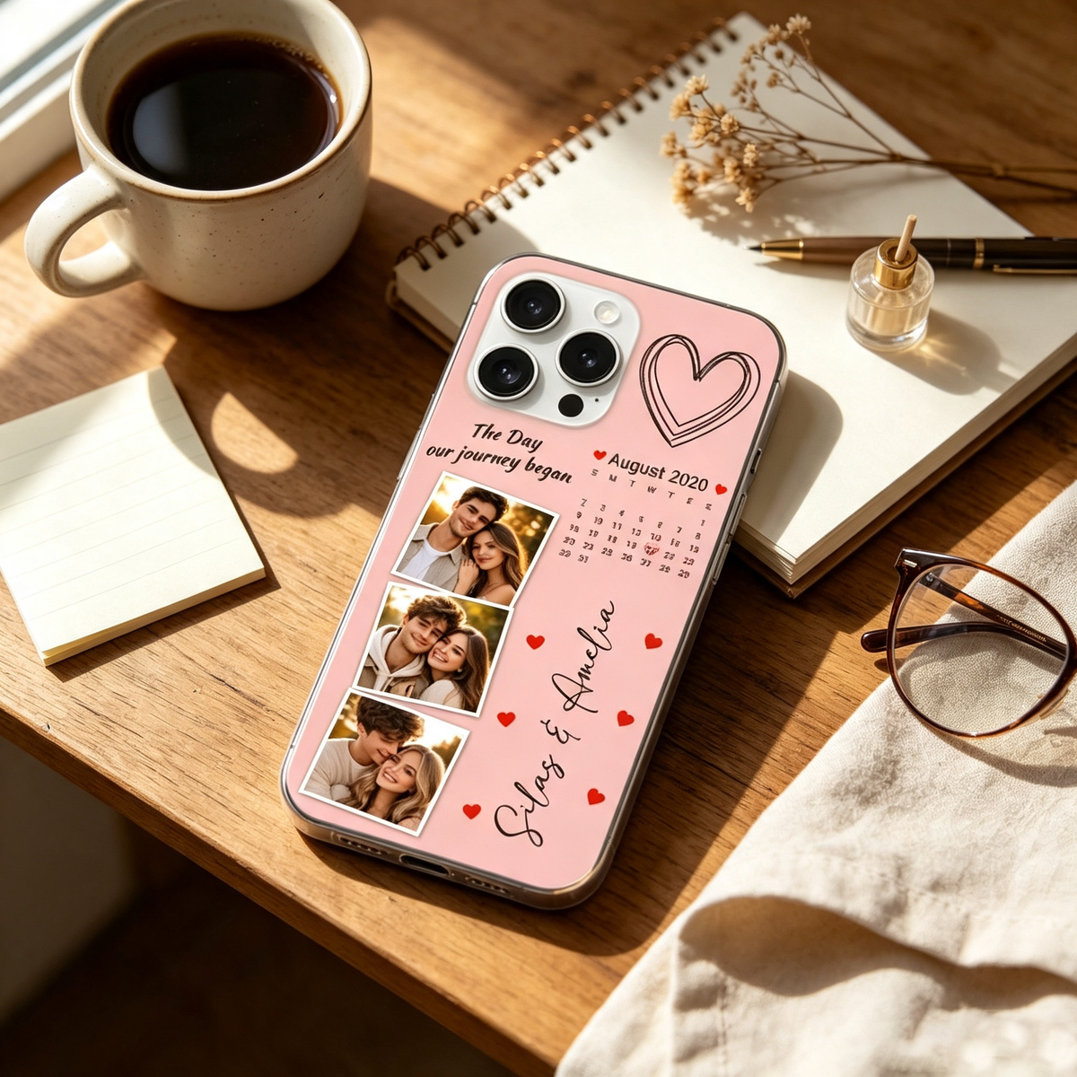Custom Photo Calendar: The Day Our Journey Began — A Gift for Your Significant Other; Personalized Couple's Phone Case