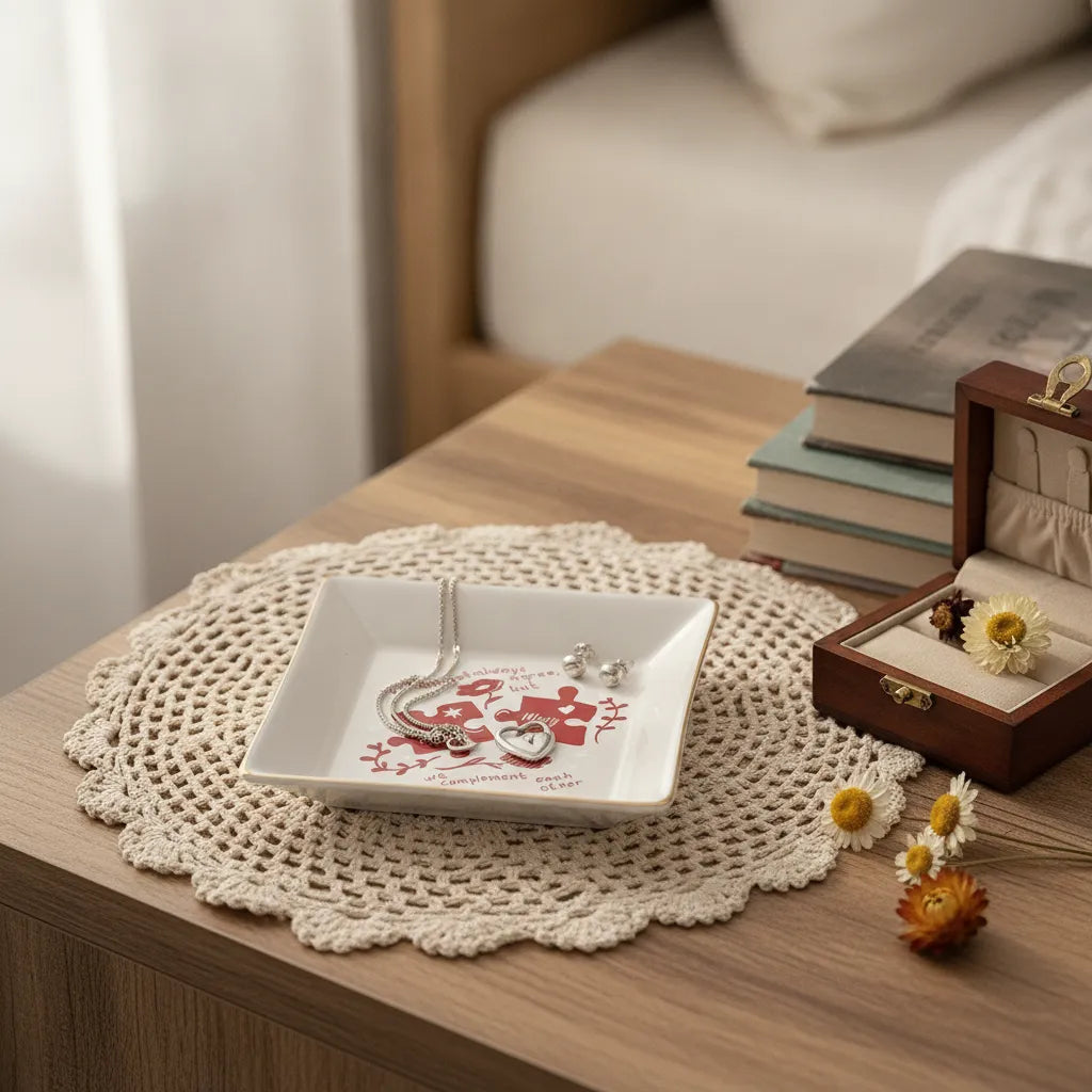 Personalized "We Complement Each Other" Ring Dish – Custom Puzzle Couple Jewelry Tray, Engagement & Anniversary Gift