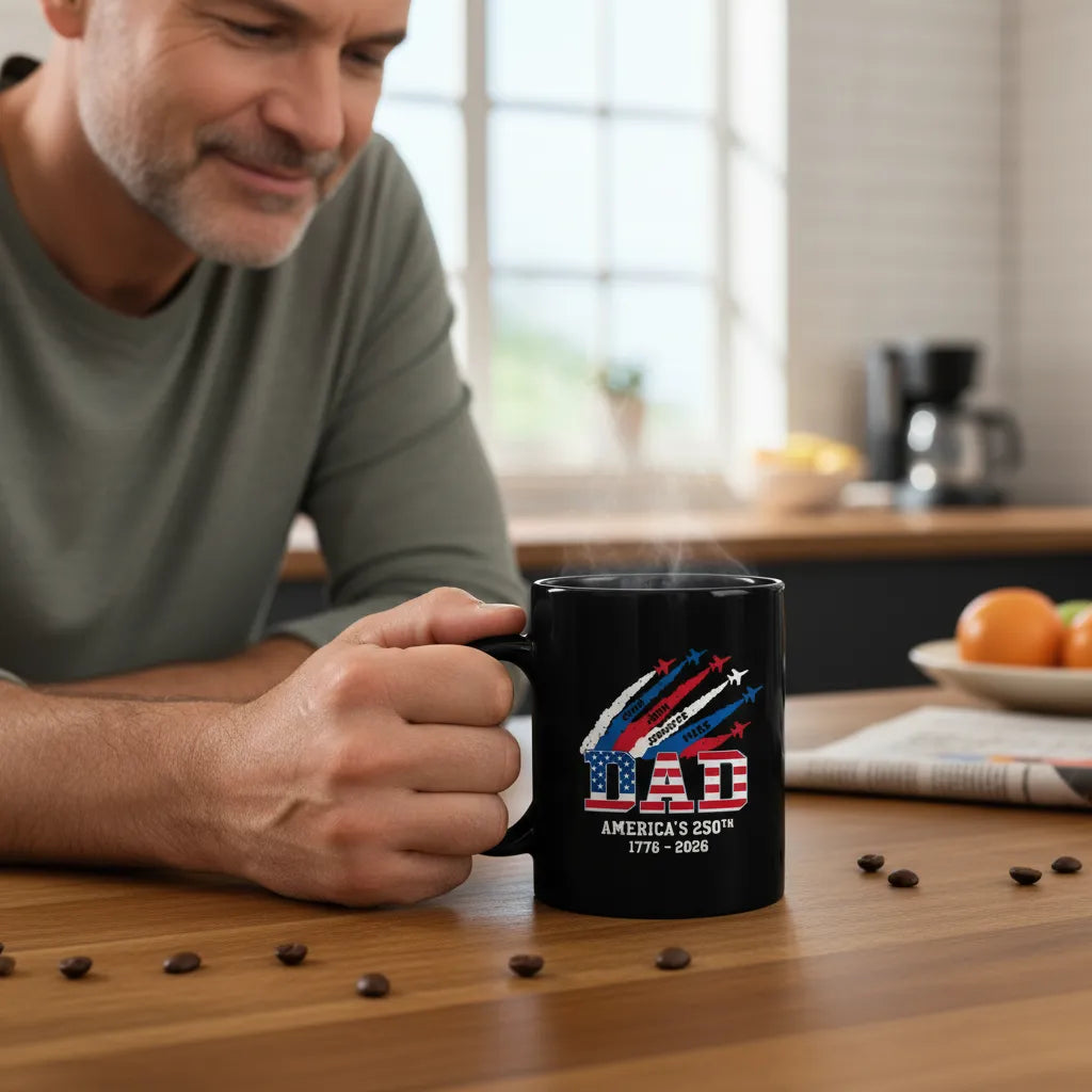 Personalized Commemorative Mug For The 250th Anniversary Of The Founding Of The United States, Customizable With Children's Names, Making It A Special Gift For Grandfathers Or Fathers