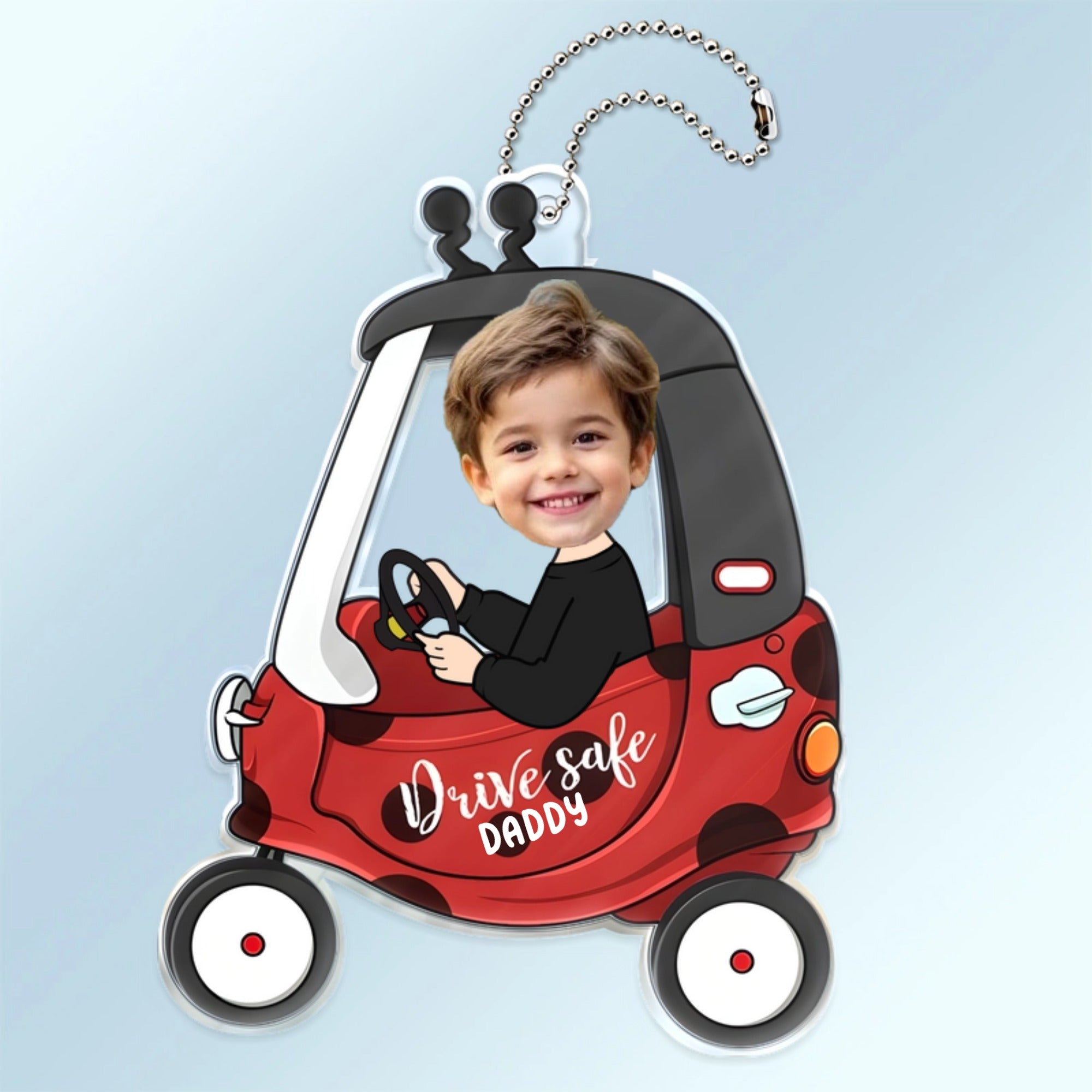 Custom Photo Drive Safe Daddy - Birthday, Loving Gift For Dad,Grandpa - Personalized Acrylic Car Hanger