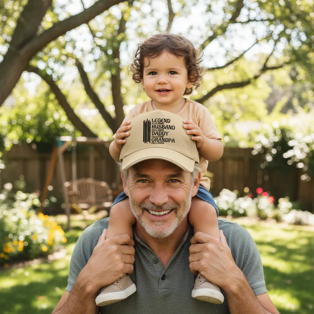 Personalized Baseball Caps Depicting The Legendary Life Of a Father, Perfect As a Gift Gor Father's Day Or a Birthday For Your Father Or Grandfather