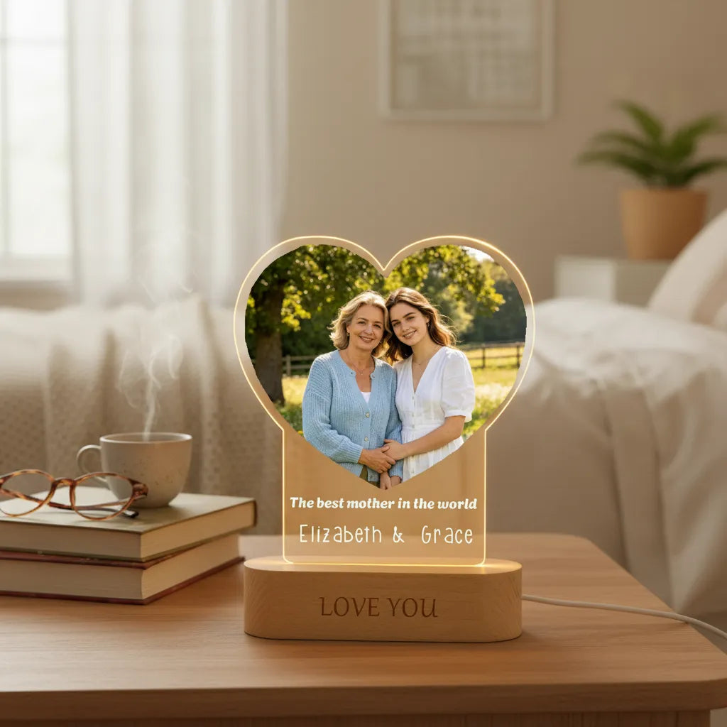 Night lights with personalized photos and names are excellent gifts for expressing love. They are suitable as presents for birthdays, Mother's Day or family gatherings.