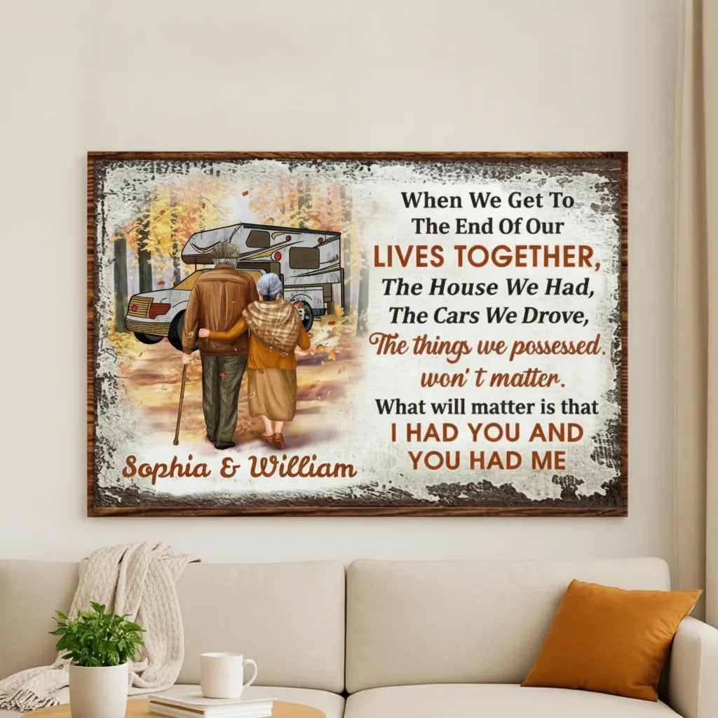 Personalized Heartwarming Companion Quotes & Elderly Couple Pattern Design, Custom Frameless Poster, Perfect Gift For Lifelong Partners