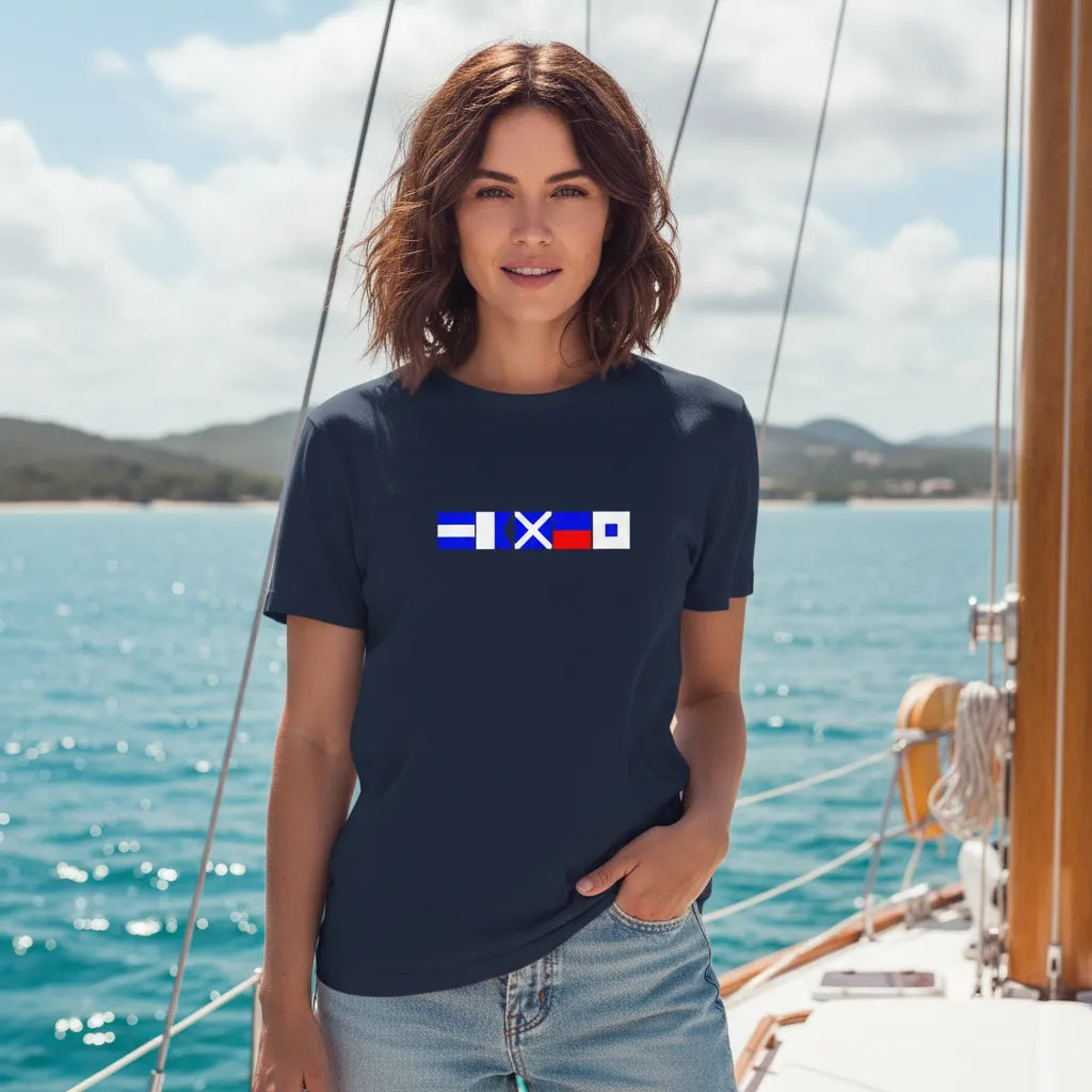 Personalized Cotton Nautical Signal Flag T-Shirt, Spell Any Name in Maritime Flags, Unique Gift for Him or Her