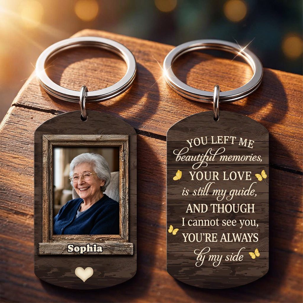Custom Photo Though I Cannot See You You're Always By My Side - Personalized Aluminum Keychain