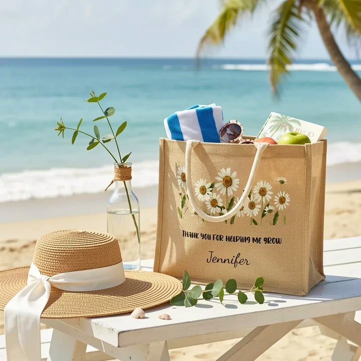 A Personalized Linen Bag With Floral Patterns And Featuring Your Birth Month Is A Lovely Gift To Give To Teachers, Mothers, Friends Or Family Members