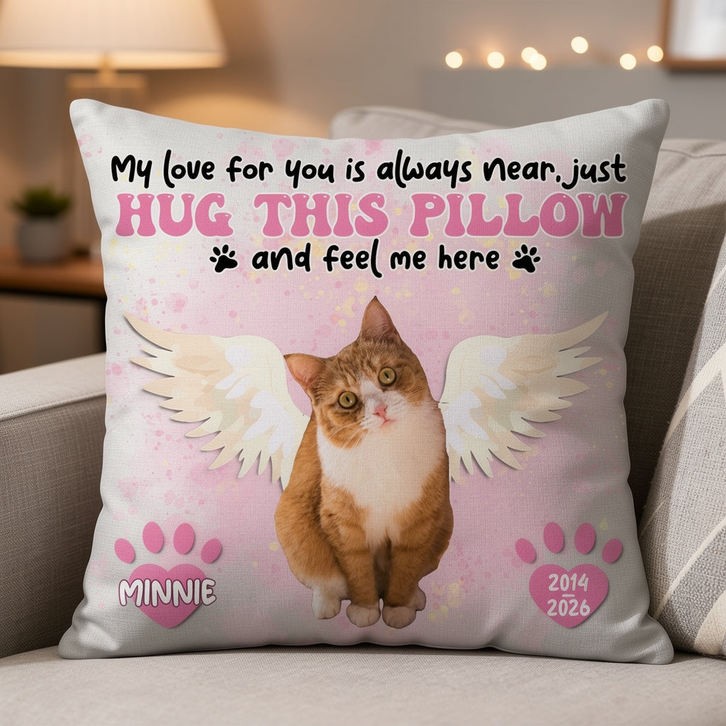 Custom Photo Dog Cat Memorial When You Miss Me Hug This Pillow - Personalized Pillow
