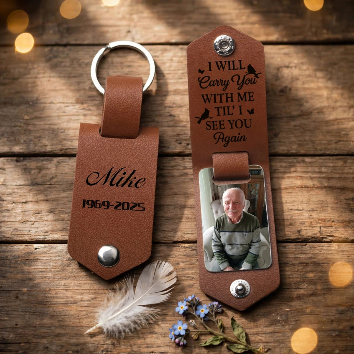 Personalized photo leather keychains are the perfect keepsakes to remember loved ones and pets