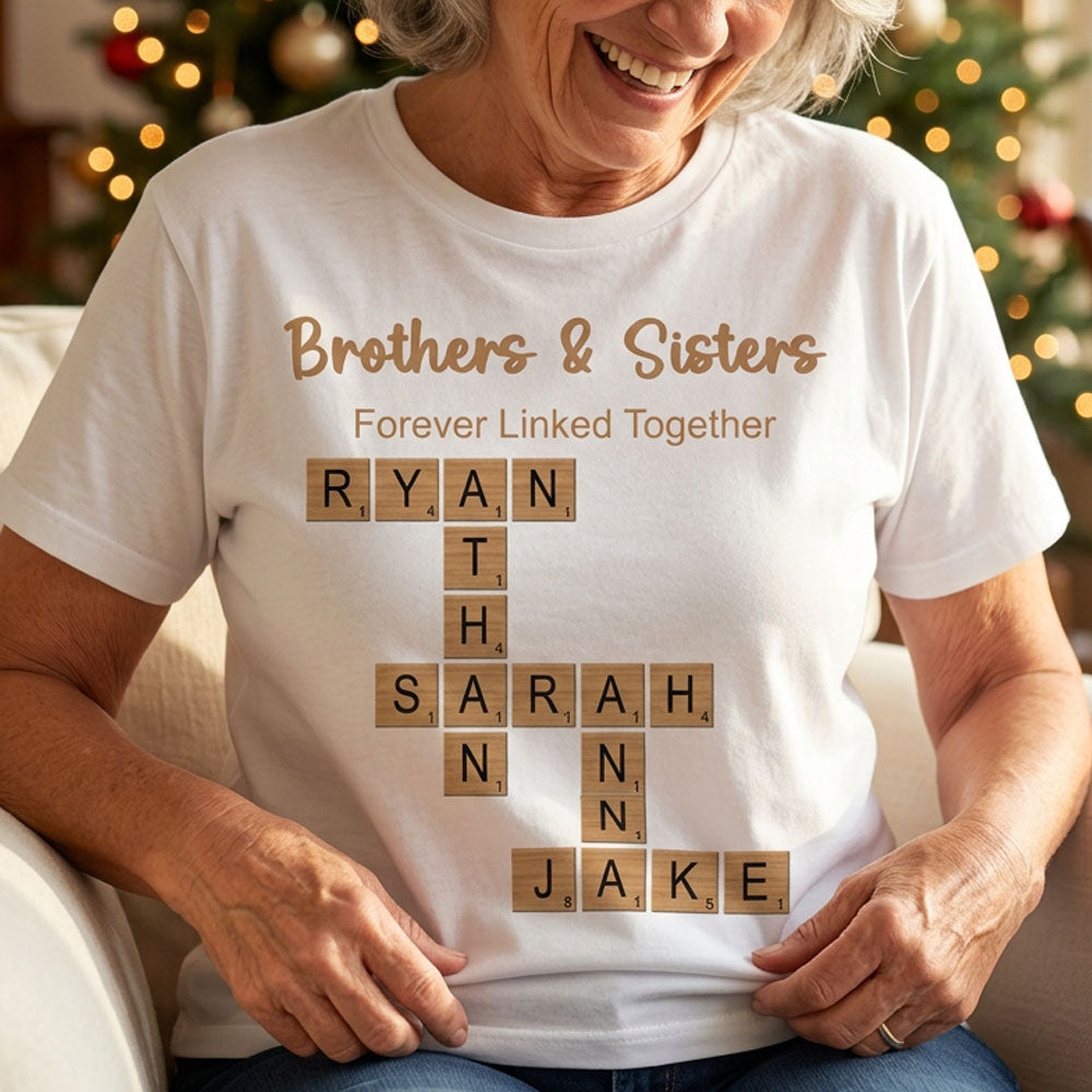 Names Crossword Custom Cotton T-shirt, Gift for Siblings, Family, Perfect for Reunions, Birthdays, Family Occasions