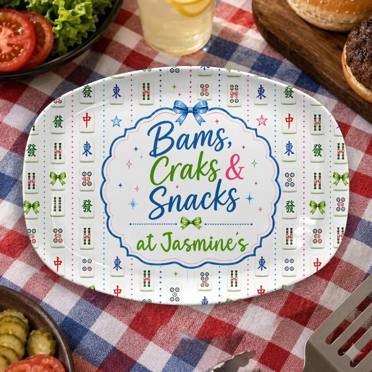 Personalized Mah‑Jong Platter Design, Custom Mahjong Snack Tray, The Perfect Gift For Mahjong Lovers