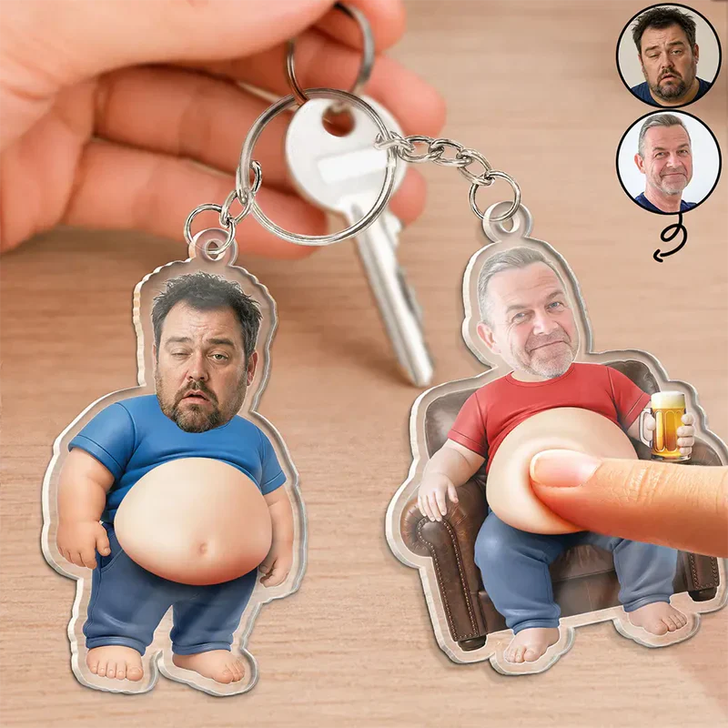 Personalized "Big Belly" Keychain – Creative Acrylic Charm, Fun Cartoon Belly Keepsake Gift
