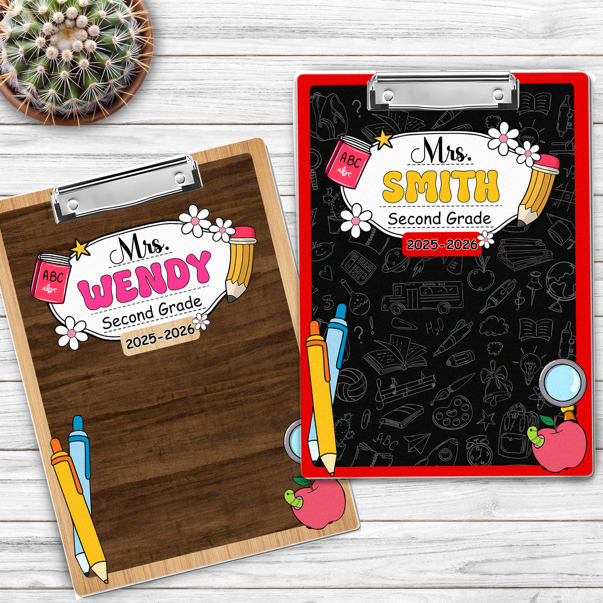 Custom Teacher Name Composition Style Clipboard Back To School Gift