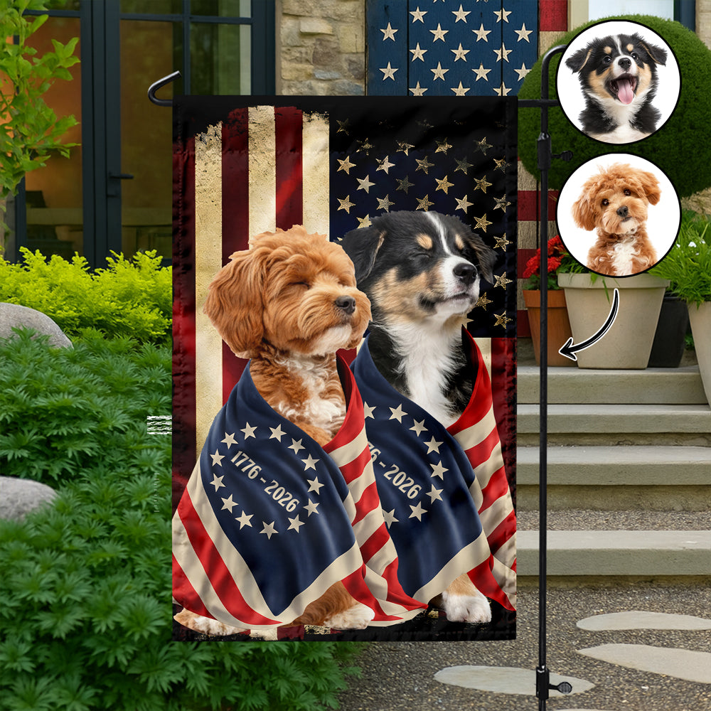 Custom Dogs、Cats Or Other Pets Photo American Patriot Garden Flag