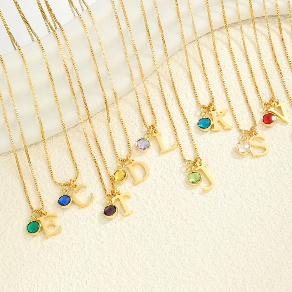 Personalized Letter & Birthstone Necklace, Gift for Girlfriend, Mom, Birthday, Anniversary