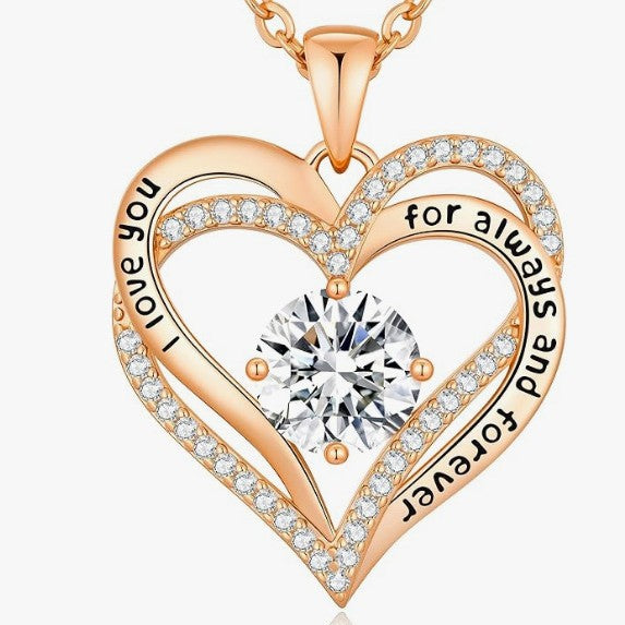 I Love You Forever Personalized Birthstone Necklace, Perfect for Valentine’s Day, Anniversary, Romantic Gifts for Her
