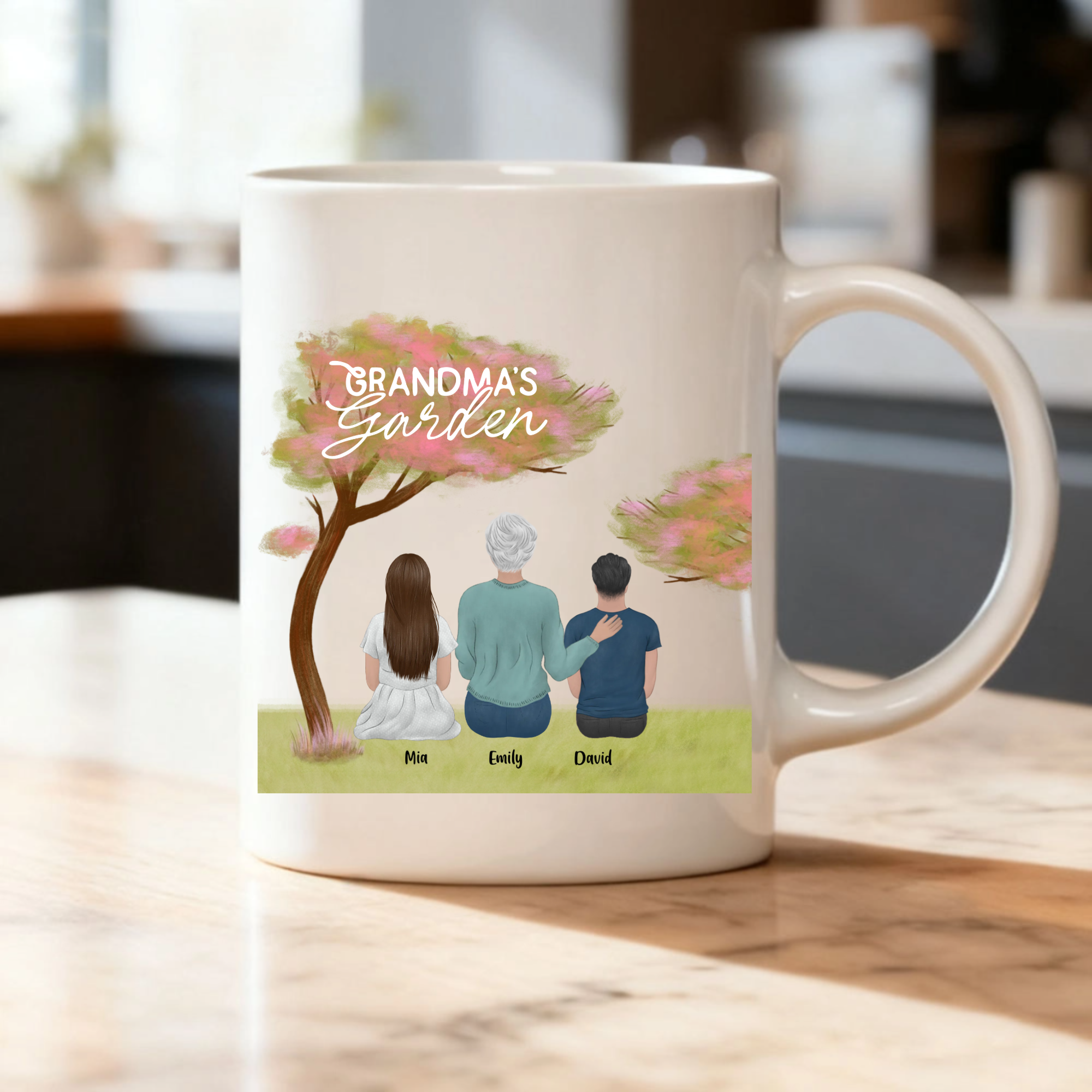 Grandma's Garden Personalized Mug, Gift for Grandmothers, Families, Perfect for Mother's Day, Birthdays, All Family Occasions
