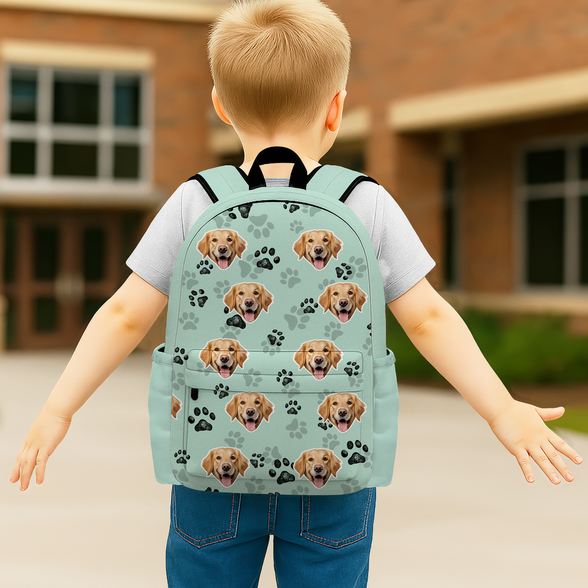 Personalized Pet Photo Kids Backpack Back to School Gift for Boys & Girls