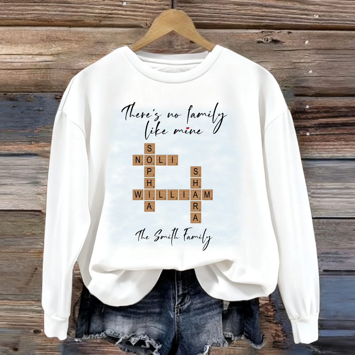 Crossword Art Personalized Sweatshirt for Family Memeber - There's No Family Like Mine, Unisex