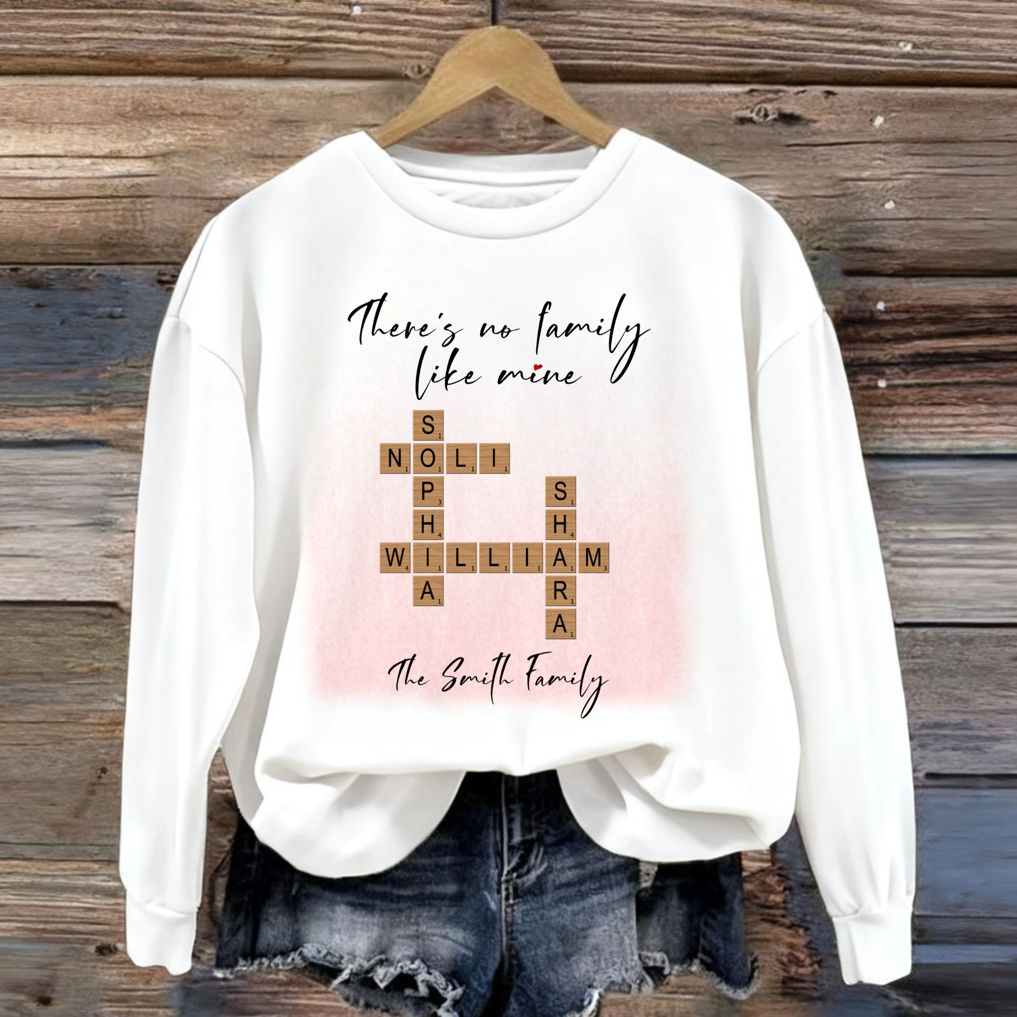 Crossword Art Personalized Sweatshirt for Family Member - There's No Family Like Mine, Unisex Fit