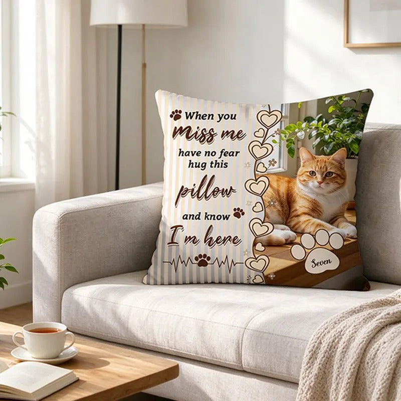 Custom Pet Photo Memorial Pillow, Personalized Remembrance Cushion Gift for Pet Lovers, Sympathy Keepsake for Loss of Dog or Cat