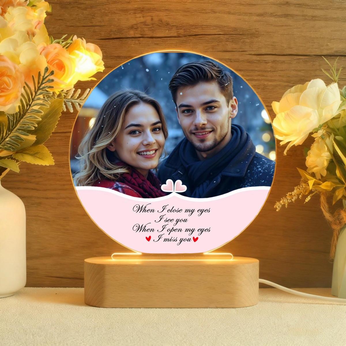 I Miss You Personalized Night Light Gift for Couples, Perfect for Anniversary, Valentine's Day