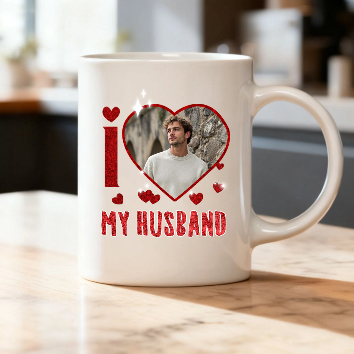 Personalized Photo Mug, Customizable Ceramic Coffee Cup with Your Text & Picture, Ideal for Husband Wife Girlfriend, Perfect Gift for Valentine's Day Anniversary Wedding