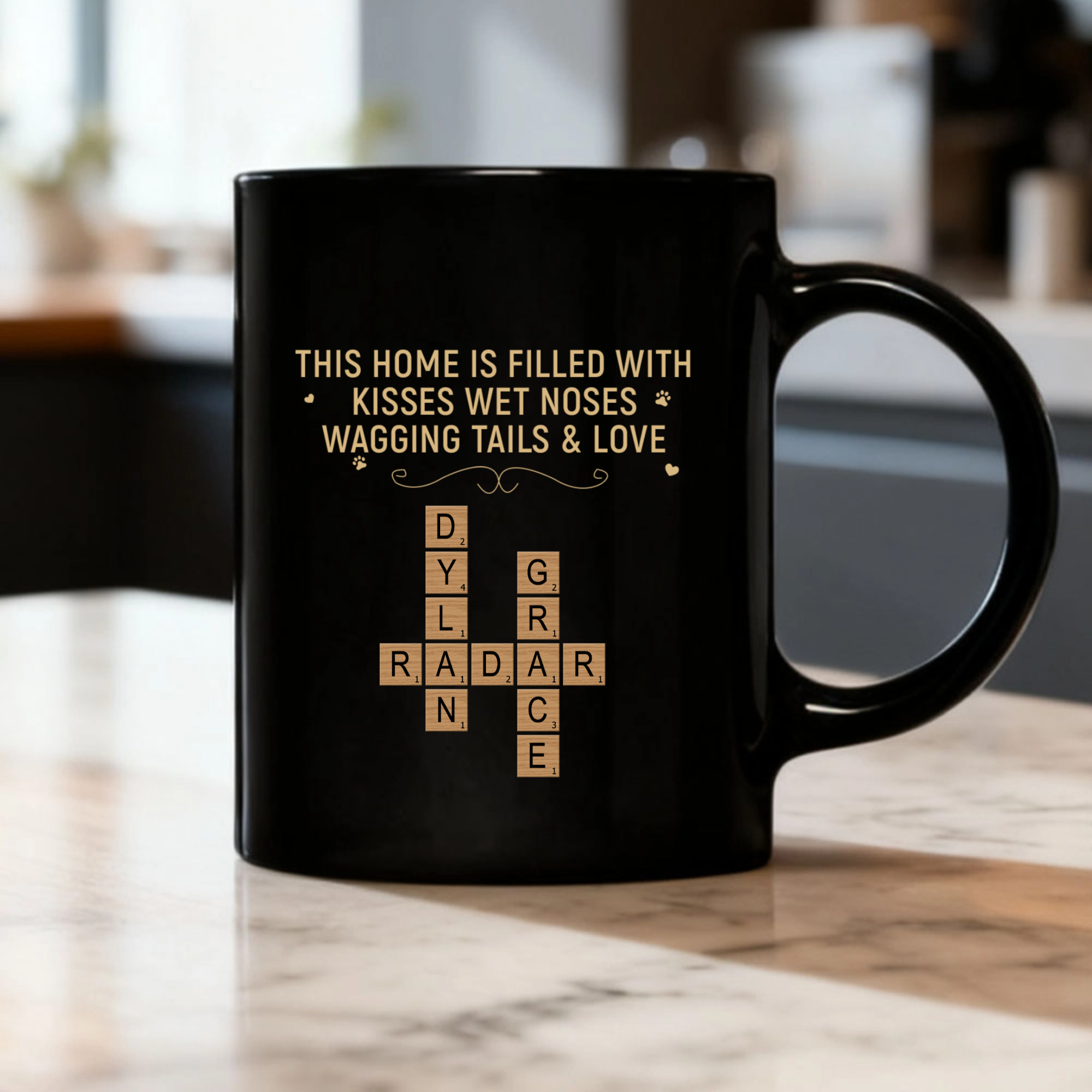 Crossword Personalized Mug, Gift for Families, Couples, Dog Lovers, Perfect for Housewarming, Anniversary, Family Occasion