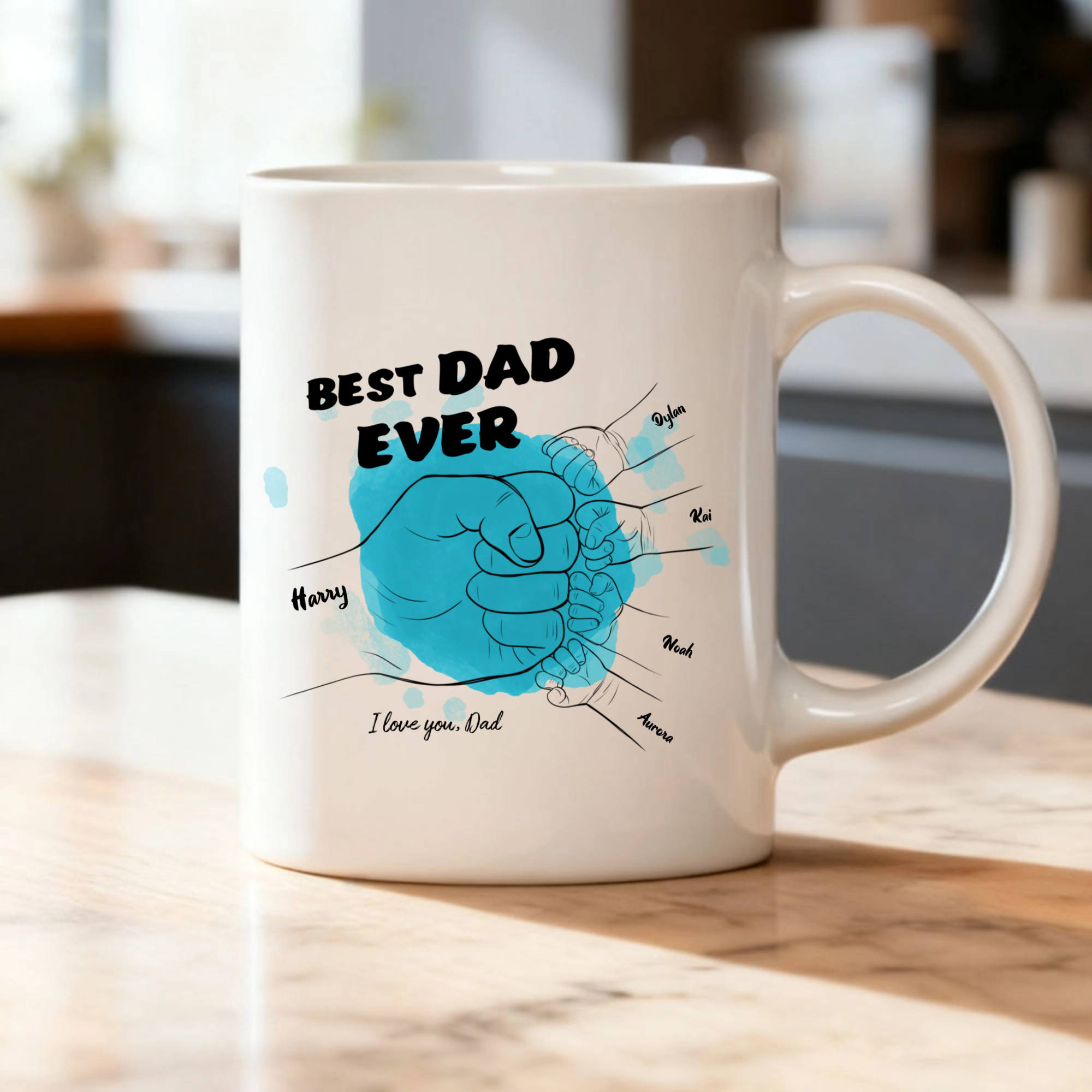 Best Dad Ever Personalized Mug, Gift for Father, Perfect for Father's Day, Birthday, All Family Occasions