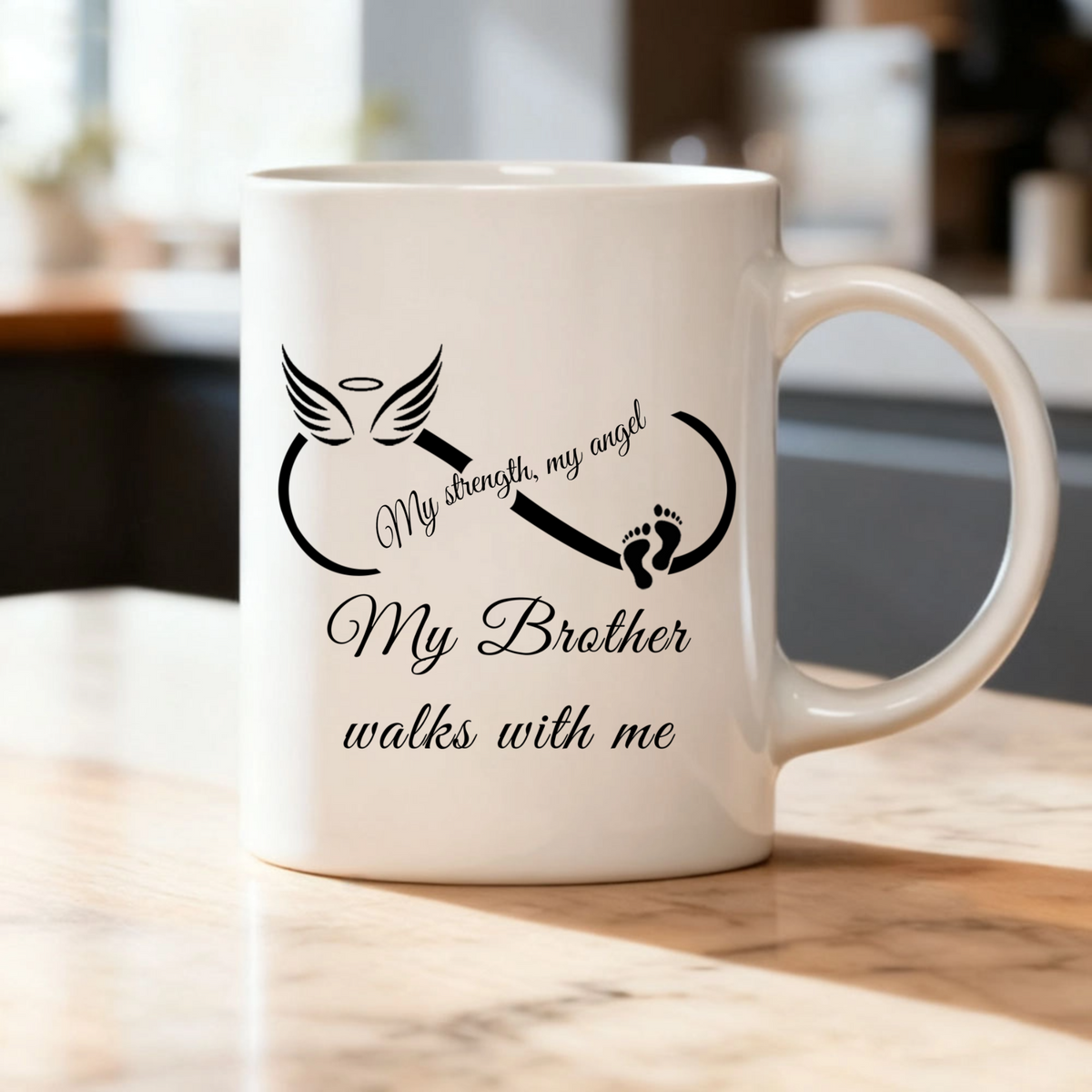 Never Walk Alone Personalized Mug, Gift for Sister, Brother, Siblings, Perfect for Birthday, Remembrance, Sympathy, Encouragement