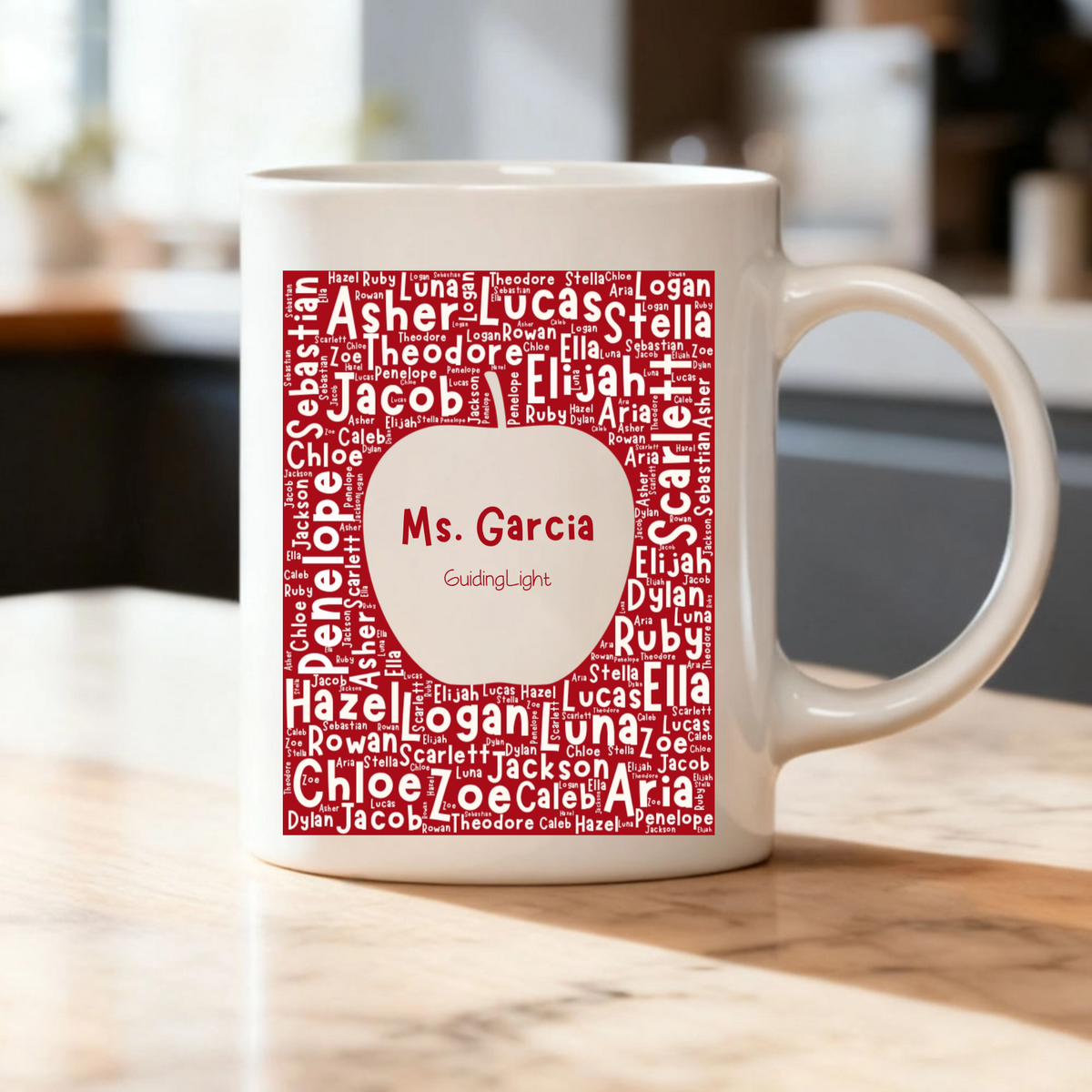 Custom Teacher Mug with Class Name Cloud & Personalized Message, Gift for Teachers, Perfect for Teacher’s Day, Christmas, End of School Year