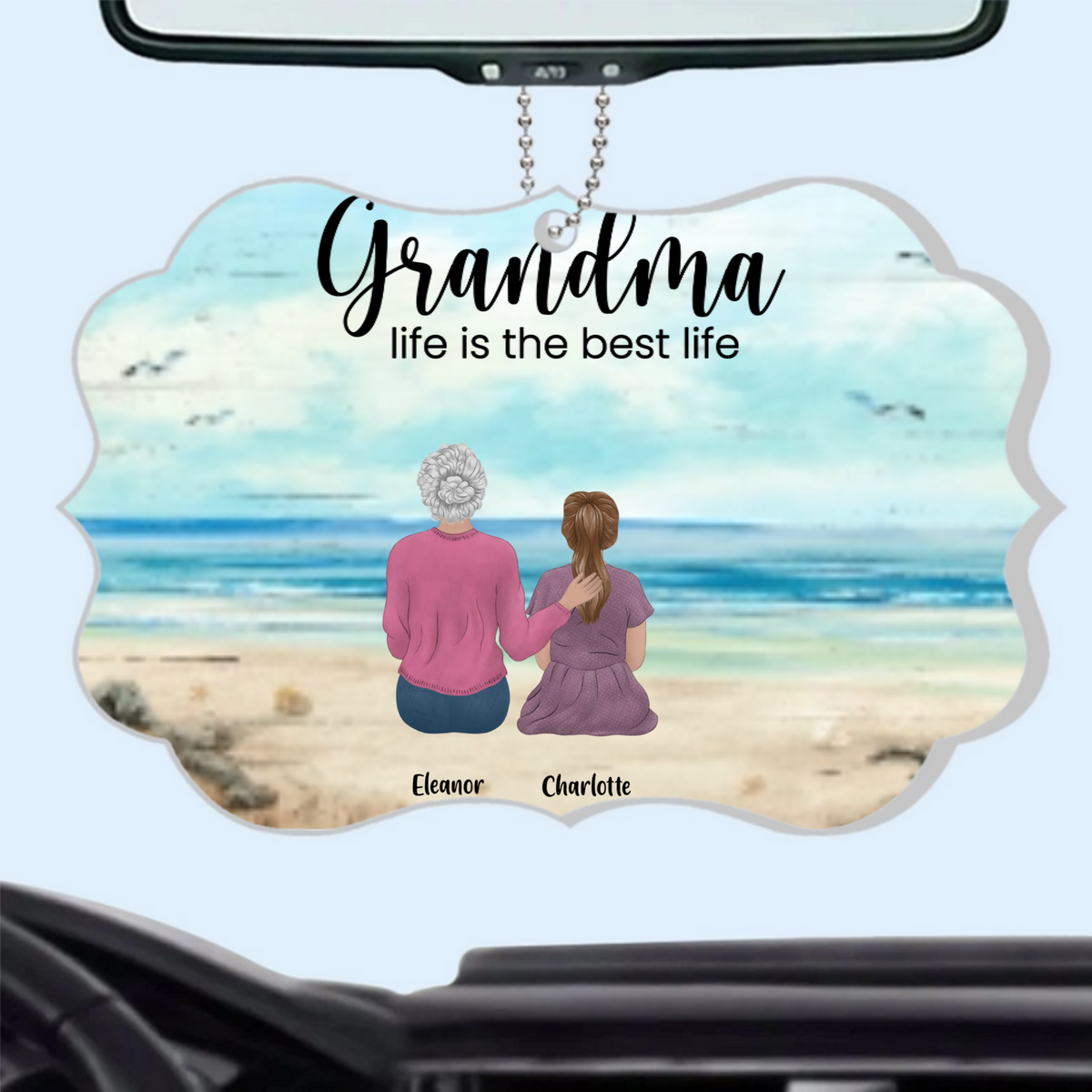 Personalized Grandma Life Is The Best Life Car Hanger, Heartfelt Gift For Grandma