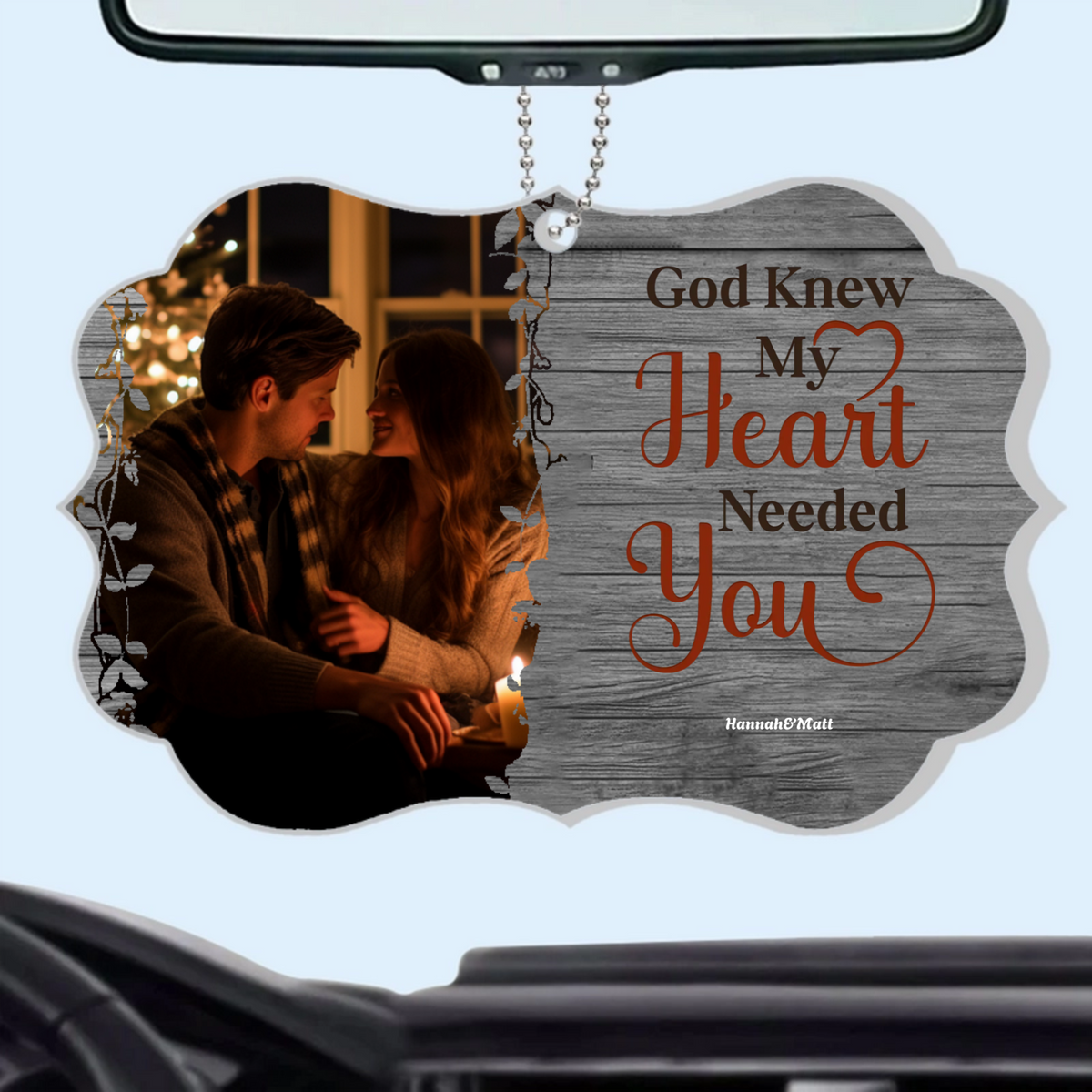 My Favorite Place In All The World Is Next To You, Personalized Photo Car Hanger, Ideal Romantic Gift for Couples on Valentine's & Anniversaries