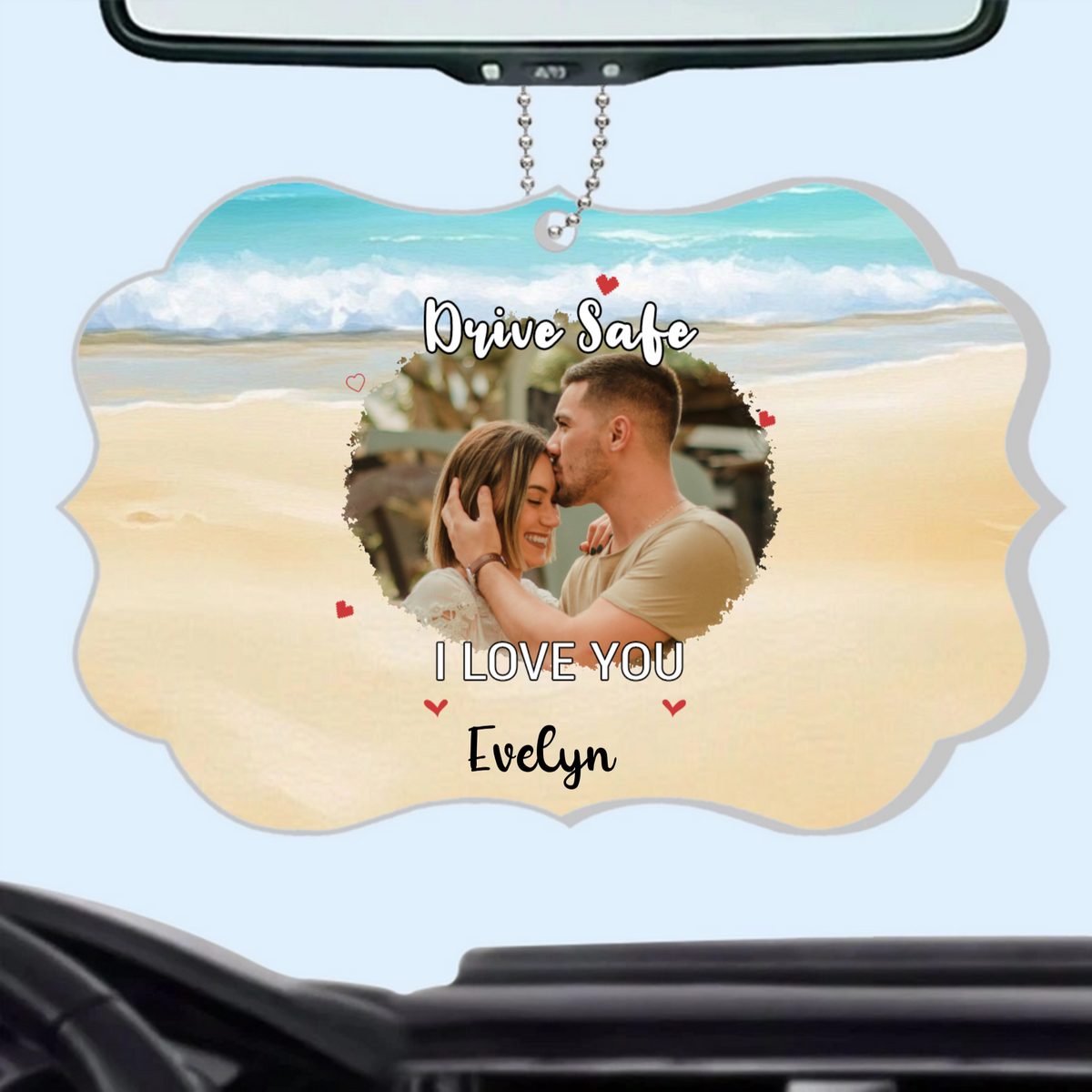 Drive Safe Personalized Acrylic Car Hanging Ornament, Family Couple Gift, Valentine's Day, Safe Travels Present