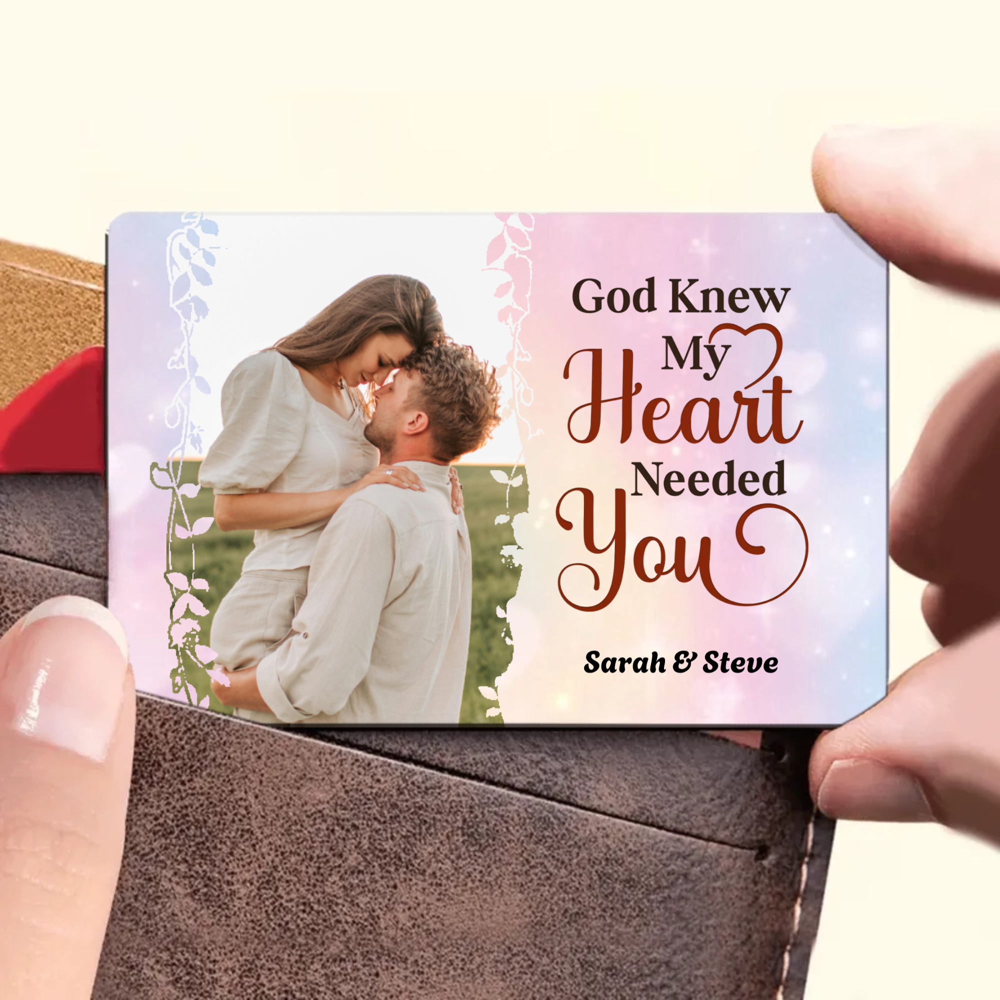 Personalized Romantic Quote Photo Wallet Card, Keepsake Gift for Couples, Lovers, Perfect for Anniversary, Valentine‘s Day, Wedding Gift