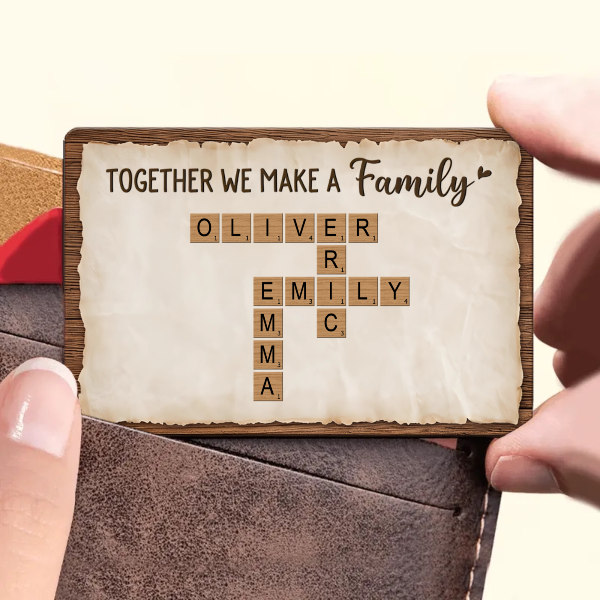 Personalized Family Scrabble Wallet Card Design, Custom Photo & Name Product, The Perfect Gift For Family, Anniversaries And Housewarming Occasions
